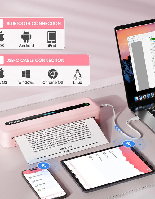 Load image into Gallery viewer, Small Mobile Printer M832 53-216Mm Thermal Paper Printer Inkless Thermal Printer PC &amp; Phone for Travel Home Mobile Office Study
