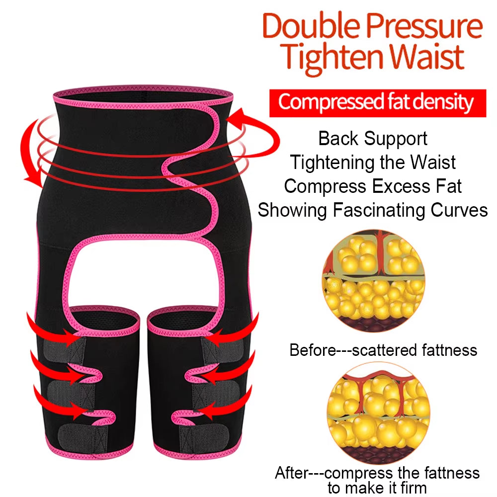 Body 3-In-1 Waist and Thigh Trimmer for Women Weight Loss Butt Lifter Waist Trainer Slimming Support Belt Hip Raise Shapewear