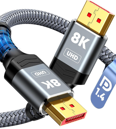 8K 4K Displayport Cable, 6.6FT DP Cable 1.4 [VESA Certified,32.4Gbps,8K@60Hz,4K@144Hz,2K@240Hz/165Hz/144Hz], Bradied High Speed Display Port Cable for Gaming Monitor, Hdr/Hdcp/Freesync/G-Sync