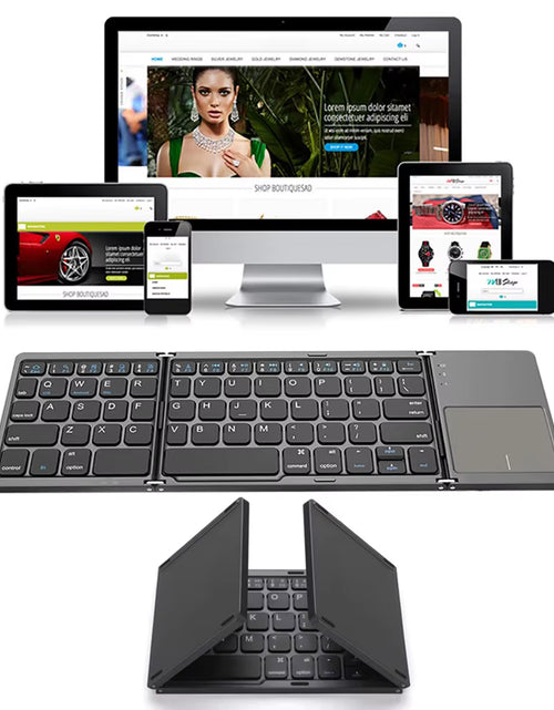 Load image into Gallery viewer, Portable Foldable Folding Keyboard Mini Wireless Bluetooth Keyboard Touchpad Keyboard for Windows Android IOS Tablet Ipad Phone

