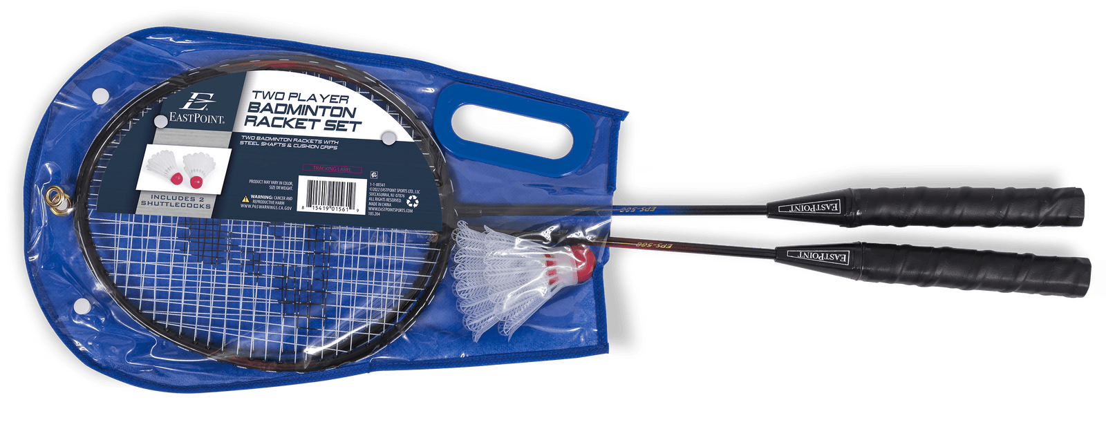 2 Player Badminton Racket Set; 2 Rackets with Steel Shafts, 2 Shuttlecock Birdies