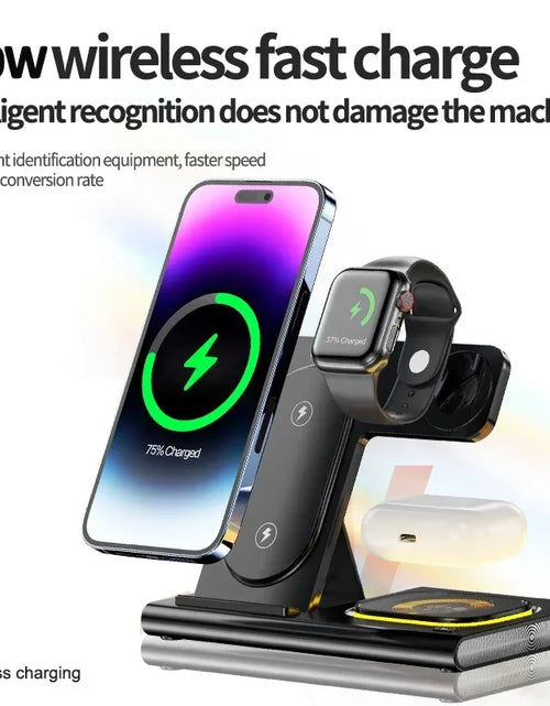 Load image into Gallery viewer, 3 in 1 30W Foldable Fast Charging Dock Station for Iphone 15 14 13 12 Pro Max Apple Watch 8 7 6 Airpods Watch Wireless Charger
