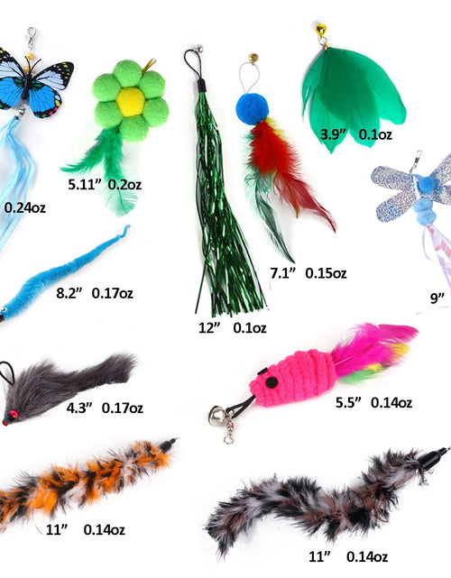 Load image into Gallery viewer, 11 PCS Cat Feather Toy, Multiple Styles Feather Refills for Cat Toys, Replacement Feather Toy with Bell Refills, Interactive Catcher Teaser and Funny Exercise for Kitten or Cats
