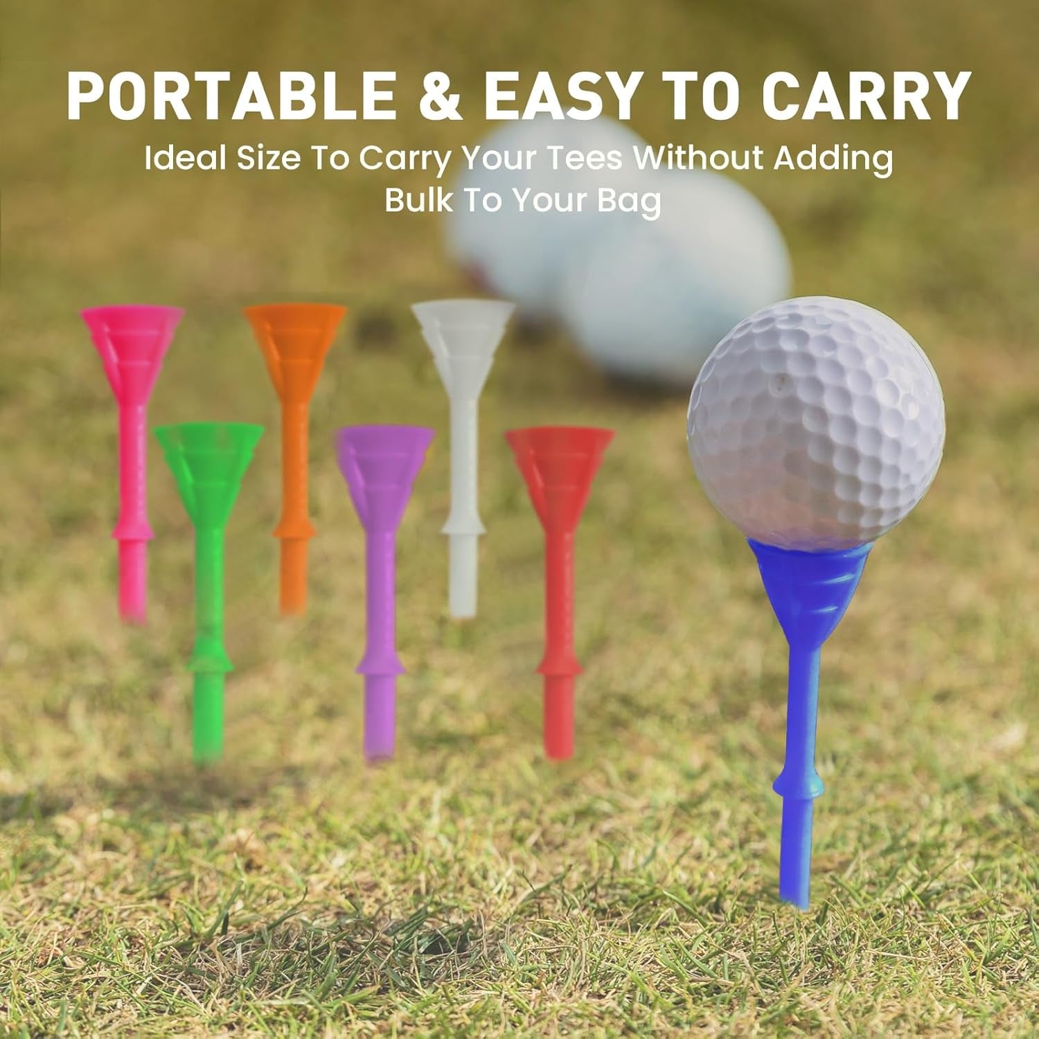 Golf Tees Plastic 3 1/4 Inch Upgrade Unbreakable Bulk Value 30/50 Pack Reduce Friction Side Spin Durable Stable 83Mm Long Tee for Golfer Practice