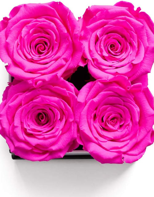 Load image into Gallery viewer, | Roses in a Box | Real Roses Last a Year or More (White Square 4Ct, Radiant Pink)
