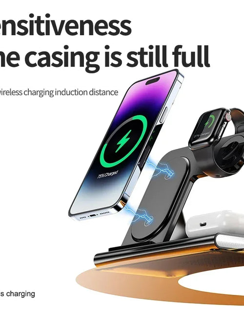 Load image into Gallery viewer, 3 in 1 30W Foldable Fast Charging Dock Station for Iphone 15 14 13 12 Pro Max Apple Watch 8 7 6 Airpods Watch Wireless Charger
