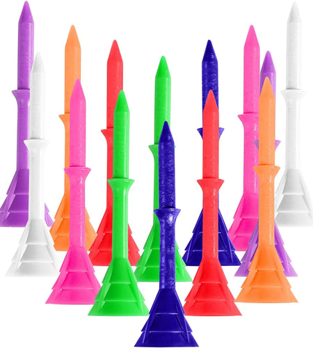 Golf Tees Plastic 3 1/4 Inch Upgrade Unbreakable Bulk Value 30/50 Pack Reduce Friction Side Spin Durable Stable 83Mm Long Tee for Golfer Practice