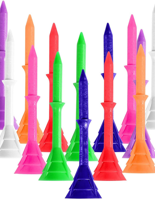 Load image into Gallery viewer, Golf Tees Plastic 3 1/4 Inch Upgrade Unbreakable Bulk Value 30/50 Pack Reduce Friction Side Spin Durable Stable 83Mm Long Tee for Golfer Practice
