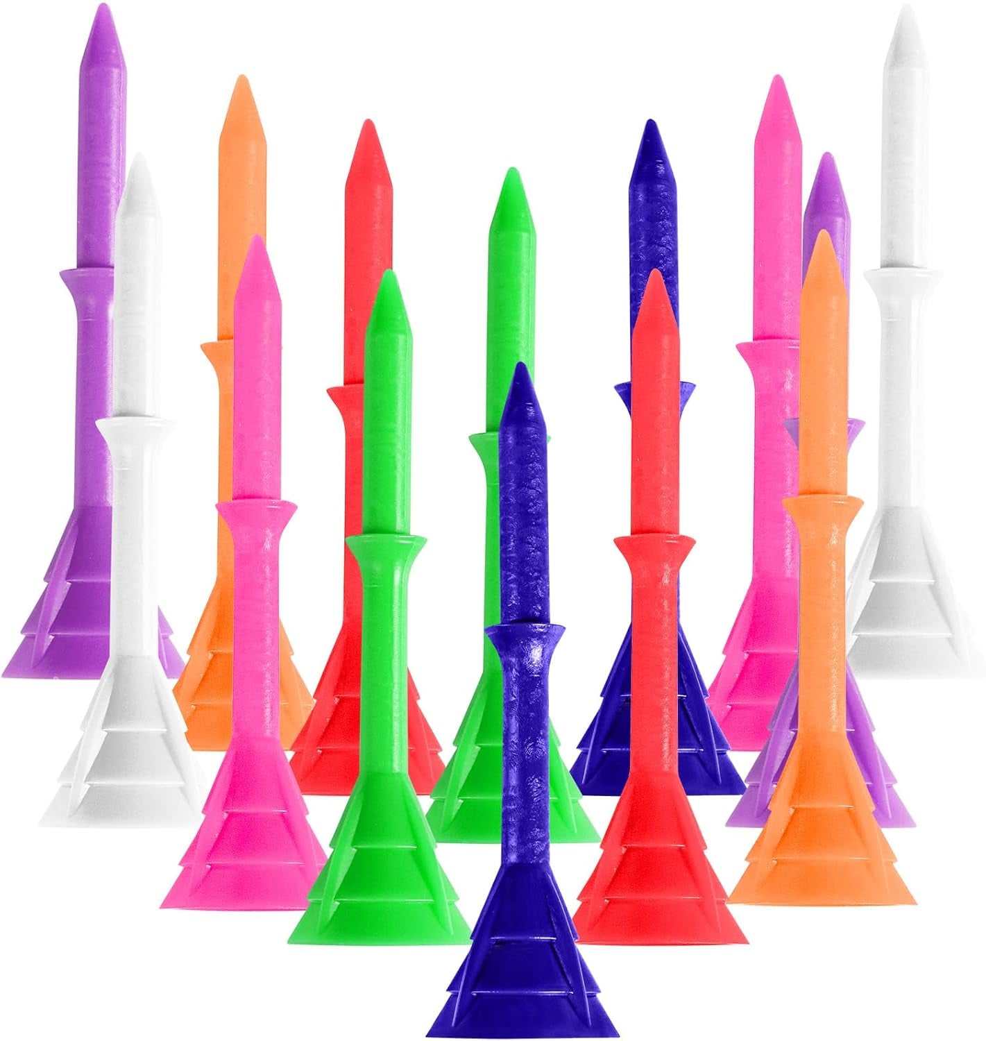 Golf Tees Plastic 3 1/4 Inch Upgrade Unbreakable Bulk Value 30/50 Pack Reduce Friction Side Spin Durable Stable 83Mm Long Tee for Golfer Practice