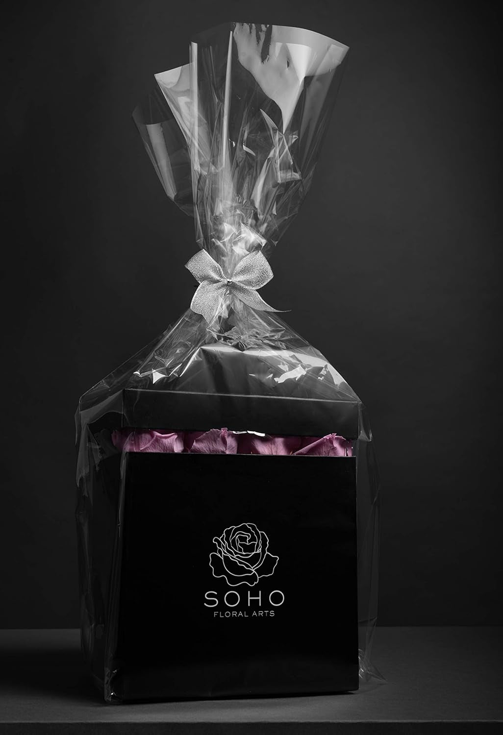 | Roses in a Box | Real Roses Last a Year or More (White Square 4Ct, Radiant Pink)