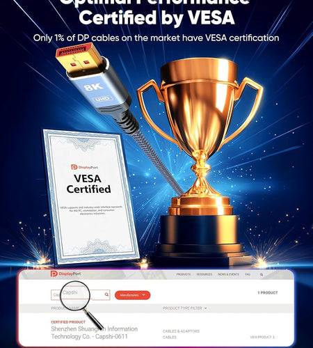 8K 4K Displayport Cable, 6.6FT DP Cable 1.4 [VESA Certified,32.4Gbps,8K@60Hz,4K@144Hz,2K@240Hz/165Hz/144Hz], Bradied High Speed Display Port Cable for Gaming Monitor, Hdr/Hdcp/Freesync/G-Sync