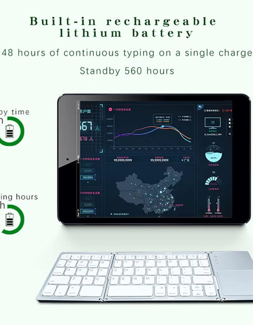 Load image into Gallery viewer, Portable Foldable Folding Keyboard Mini Wireless Bluetooth Keyboard Touchpad Keyboard for Windows Android IOS Tablet Ipad Phone
