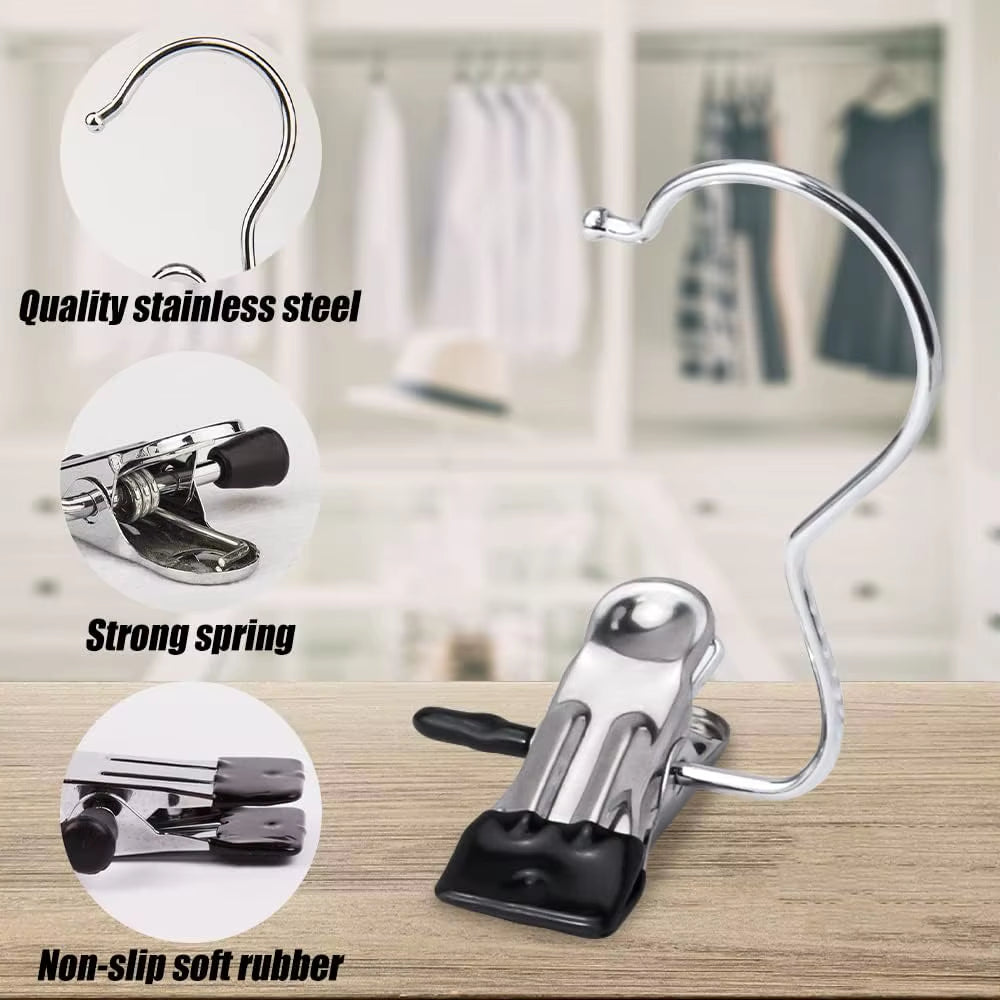 SpaceSaver 360° Rotating Boot Hanger – Portable & Space-Saving Stainless Steel Clip for Closet & Travel