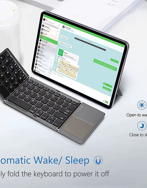 Load image into Gallery viewer, Portable Foldable Folding Keyboard Mini Wireless Bluetooth Keyboard Touchpad Keyboard for Windows Android IOS Tablet Ipad Phone
