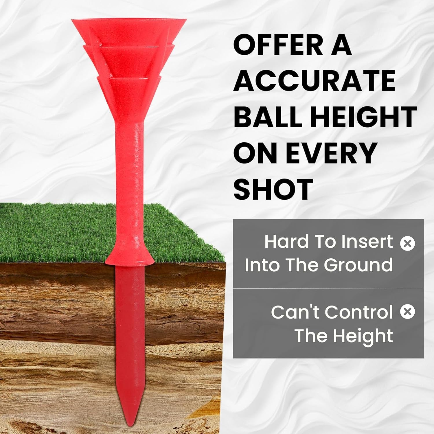 Golf Tees Plastic 3 1/4 Inch Upgrade Unbreakable Bulk Value 30/50 Pack Reduce Friction Side Spin Durable Stable 83Mm Long Tee for Golfer Practice